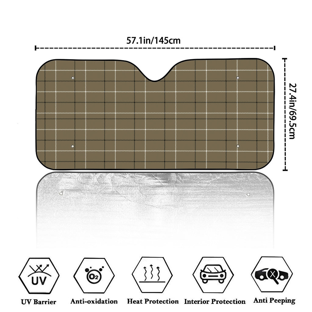 Sage Green Tattersall Pattern Print Car Windshield Sun Shade