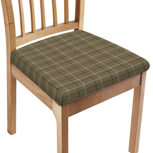 Sage Green Tattersall Pattern Print Chair Cushion Cover