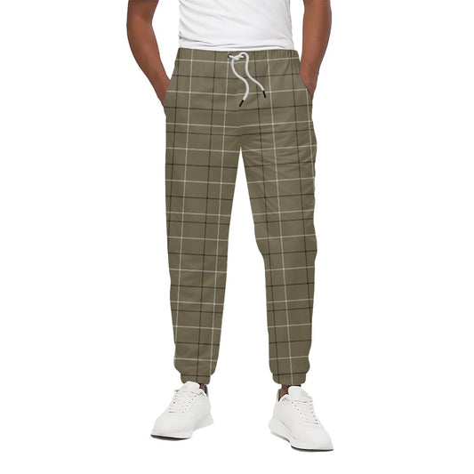 Sage Green Tattersall Pattern Print Cotton Pants