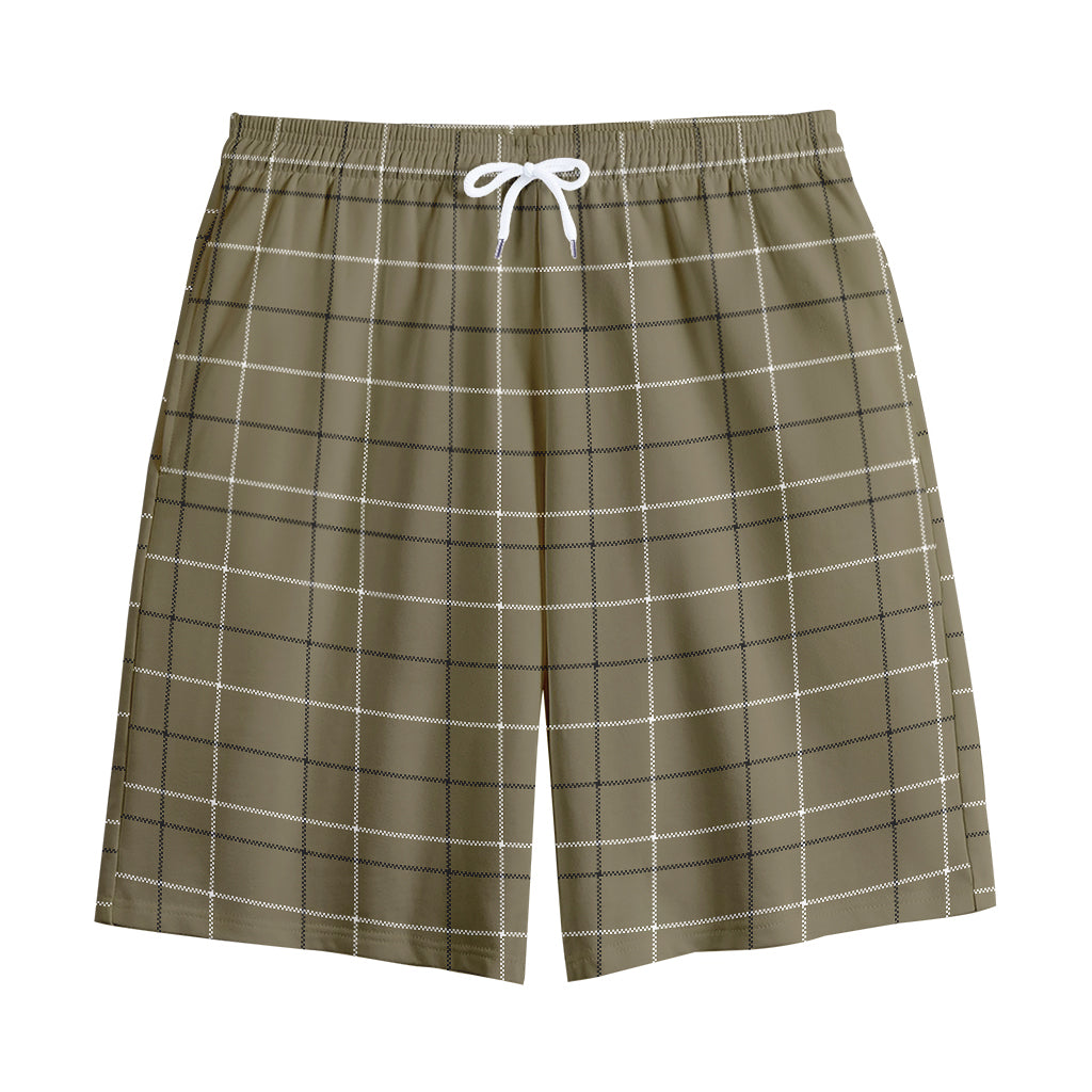 Sage Green Tattersall Pattern Print Cotton Shorts