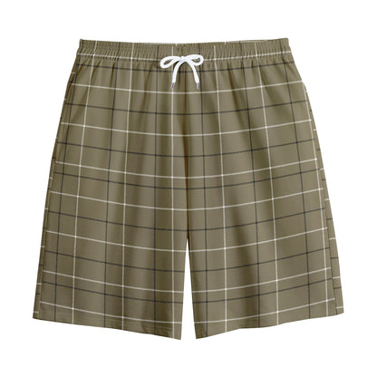 Sage Green Tattersall Pattern Print Cotton Shorts