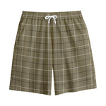 Sage Green Tattersall Pattern Print Cotton Shorts