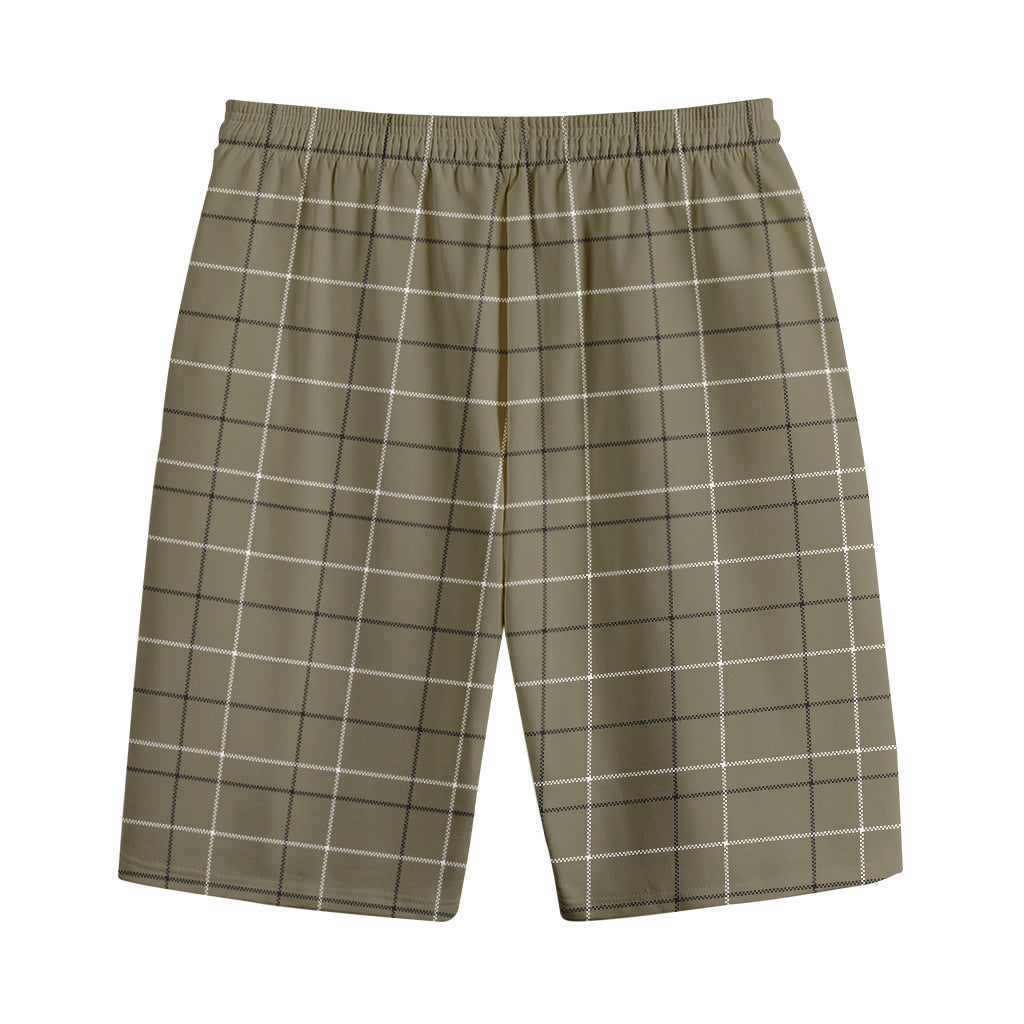 Sage Green Tattersall Pattern Print Cotton Shorts
