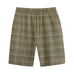 Sage Green Tattersall Pattern Print Cotton Shorts