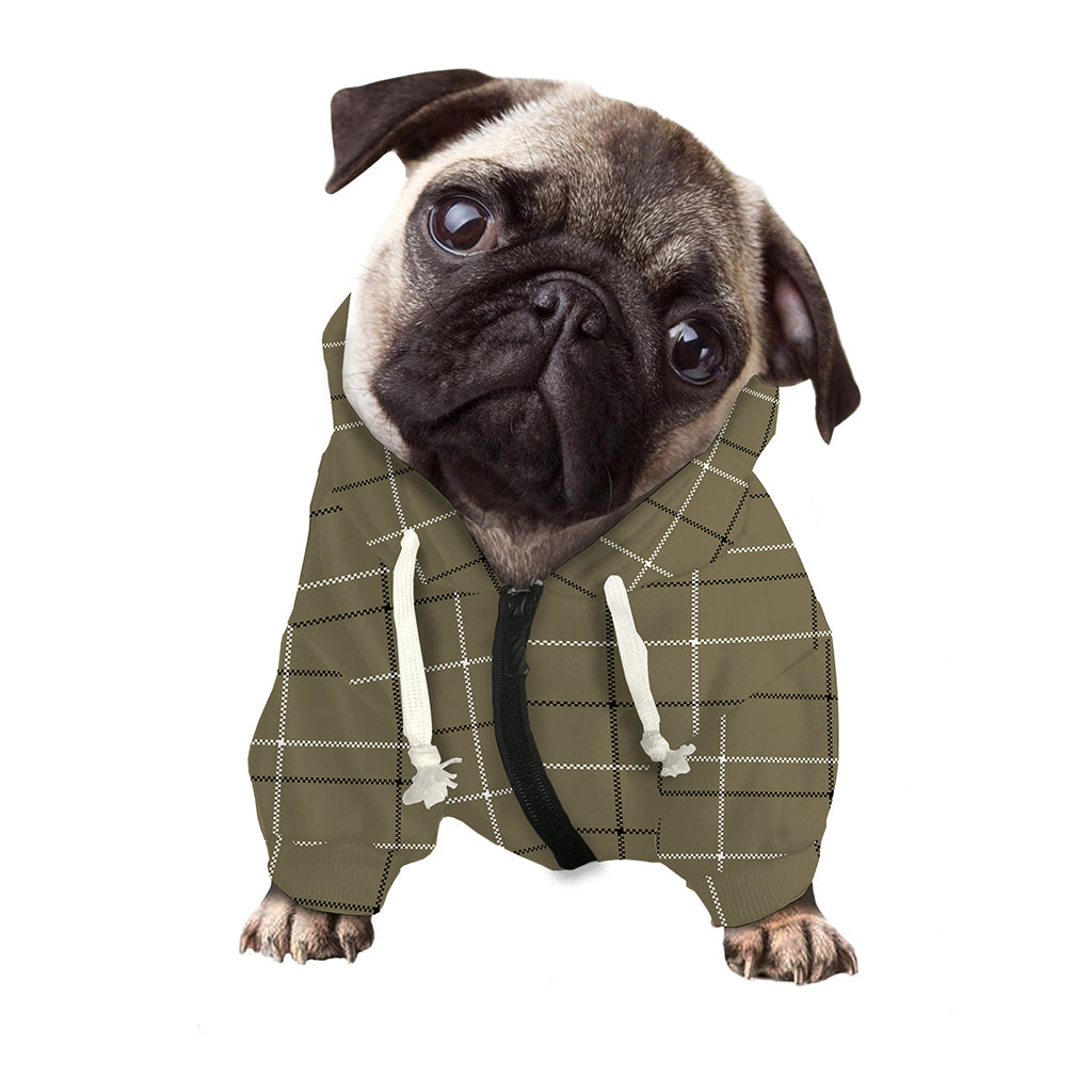 Sage Green Tattersall Pattern Print Dog Zip Up Hoodie