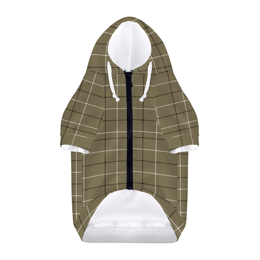 Sage Green Tattersall Pattern Print Dog Zip Up Hoodie