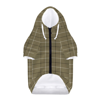 Sage Green Tattersall Pattern Print Dog Zip Up Hoodie