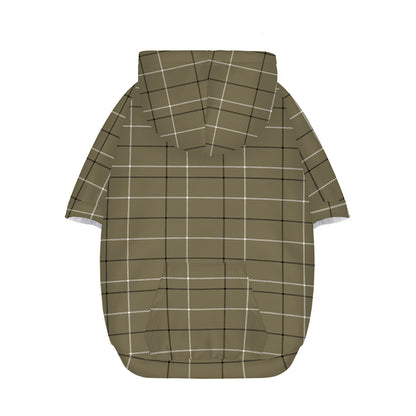Sage Green Tattersall Pattern Print Dog Zip Up Hoodie