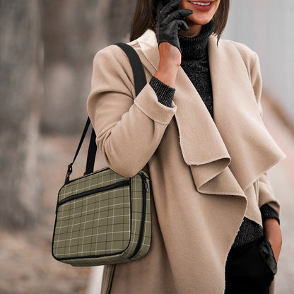 Sage Green Tattersall Pattern Print Double Strap Bible Bag
