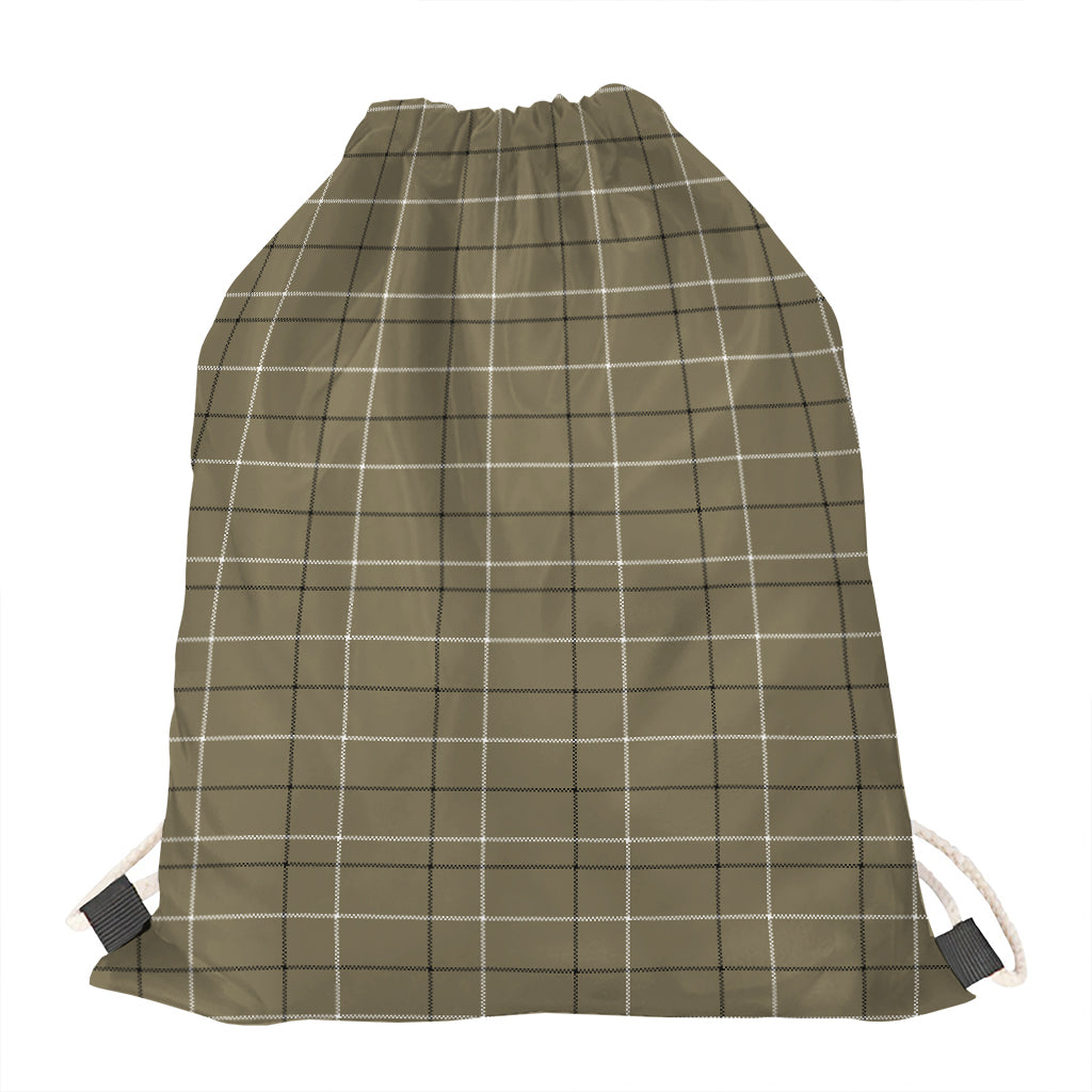 Sage Green Tattersall Pattern Print Drawstring Bag
