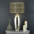 Sage Green Tattersall Pattern Print Drum Lamp Shade