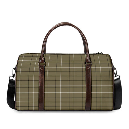 Sage Green Tattersall Pattern Print Duffle Bag