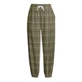 Sage Green Tattersall Pattern Print Fleece Lined Knit Pants