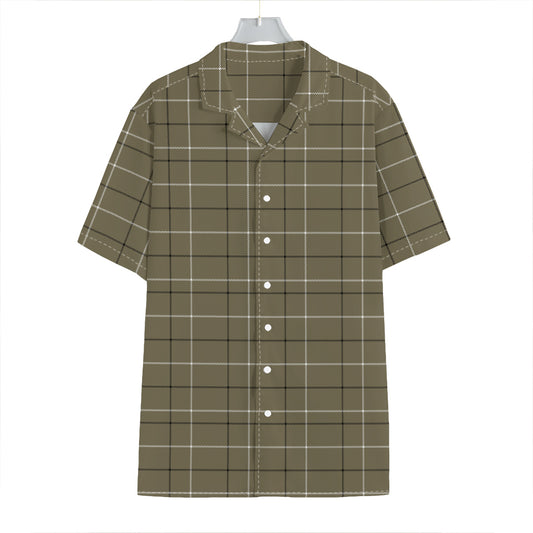 Sage Green Tattersall Pattern Print Hawaiian Shirt