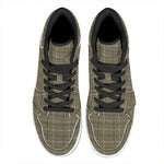 Sage Green Tattersall Pattern Print High Top Leather Sneakers