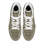 Sage Green Tattersall Pattern Print High Top Leather Sneakers