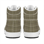 Sage Green Tattersall Pattern Print High Top Leather Sneakers