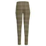 Sage Green Tattersall Pattern Print High-Waisted Pocket Leggings