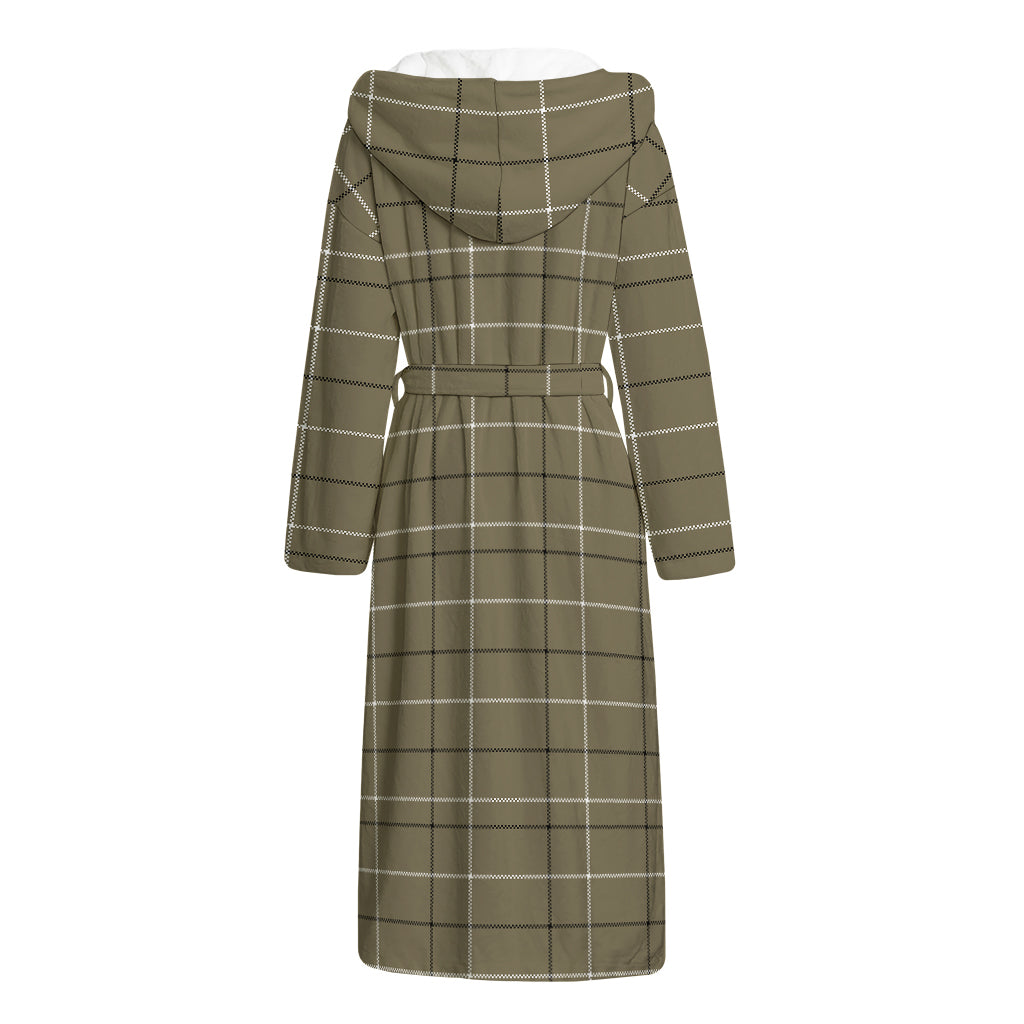 Sage Green Tattersall Pattern Print Hooded Bathrobe