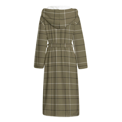 Sage Green Tattersall Pattern Print Hooded Bathrobe