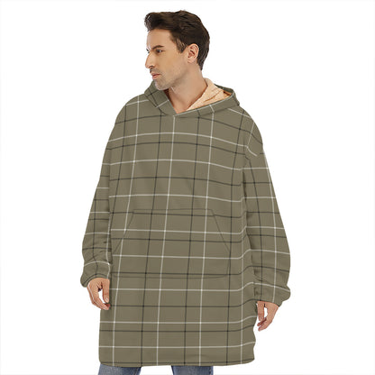 Sage Green Tattersall Pattern Print Hoodie Blanket
