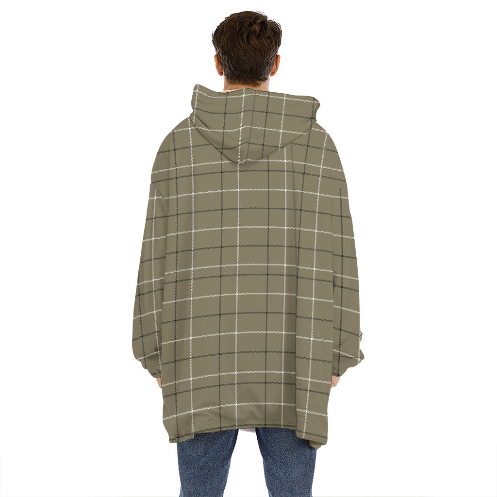 Sage Green Tattersall Pattern Print Hoodie Blanket