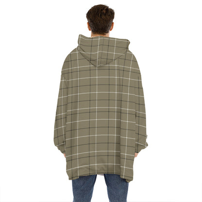 Sage Green Tattersall Pattern Print Hoodie Blanket