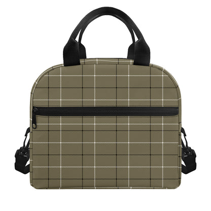 Sage Green Tattersall Pattern Print Insulated Lunch Bag