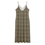 Sage Green Tattersall Pattern Print Jersey Midi Cami Dress