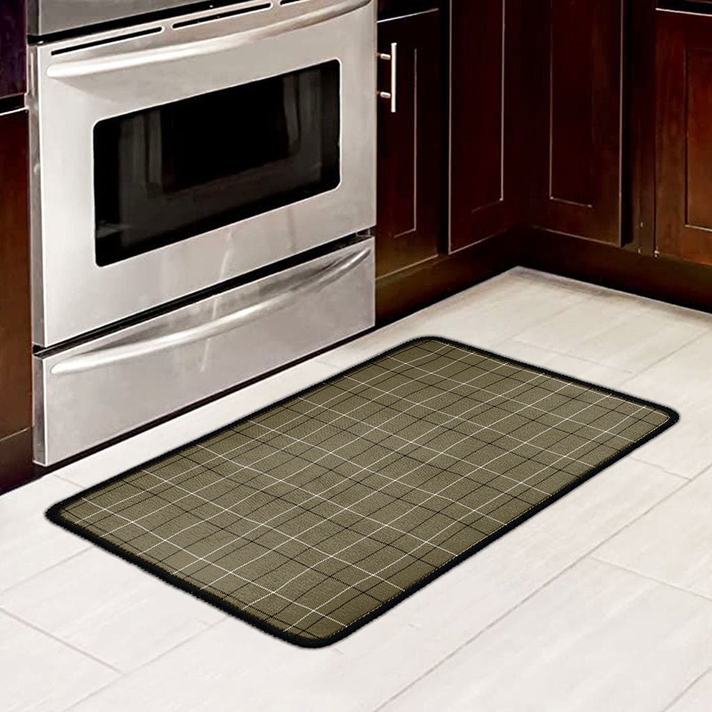 Sage Green Tattersall Pattern Print Kitchen Mat