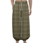 Sage Green Tattersall Pattern Print Lantern Pants