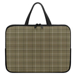 Sage Green Tattersall Pattern Print Laptop Sleeve With Handle