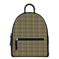 Sage Green Tattersall Pattern Print Leather Backpack