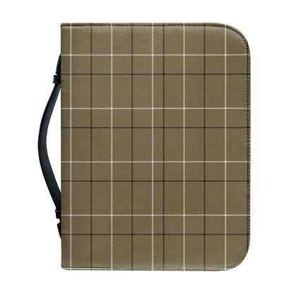 Sage Green Tattersall Pattern Print Leather Bible Cover