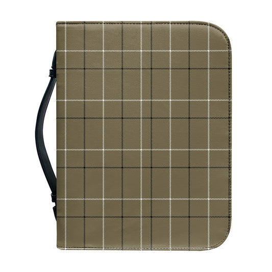 Sage Green Tattersall Pattern Print Leather Bible Cover