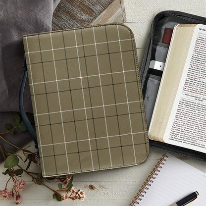 Sage Green Tattersall Pattern Print Leather Bible Cover