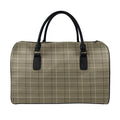Sage Green Tattersall Pattern Print Leather Duffel Bag
