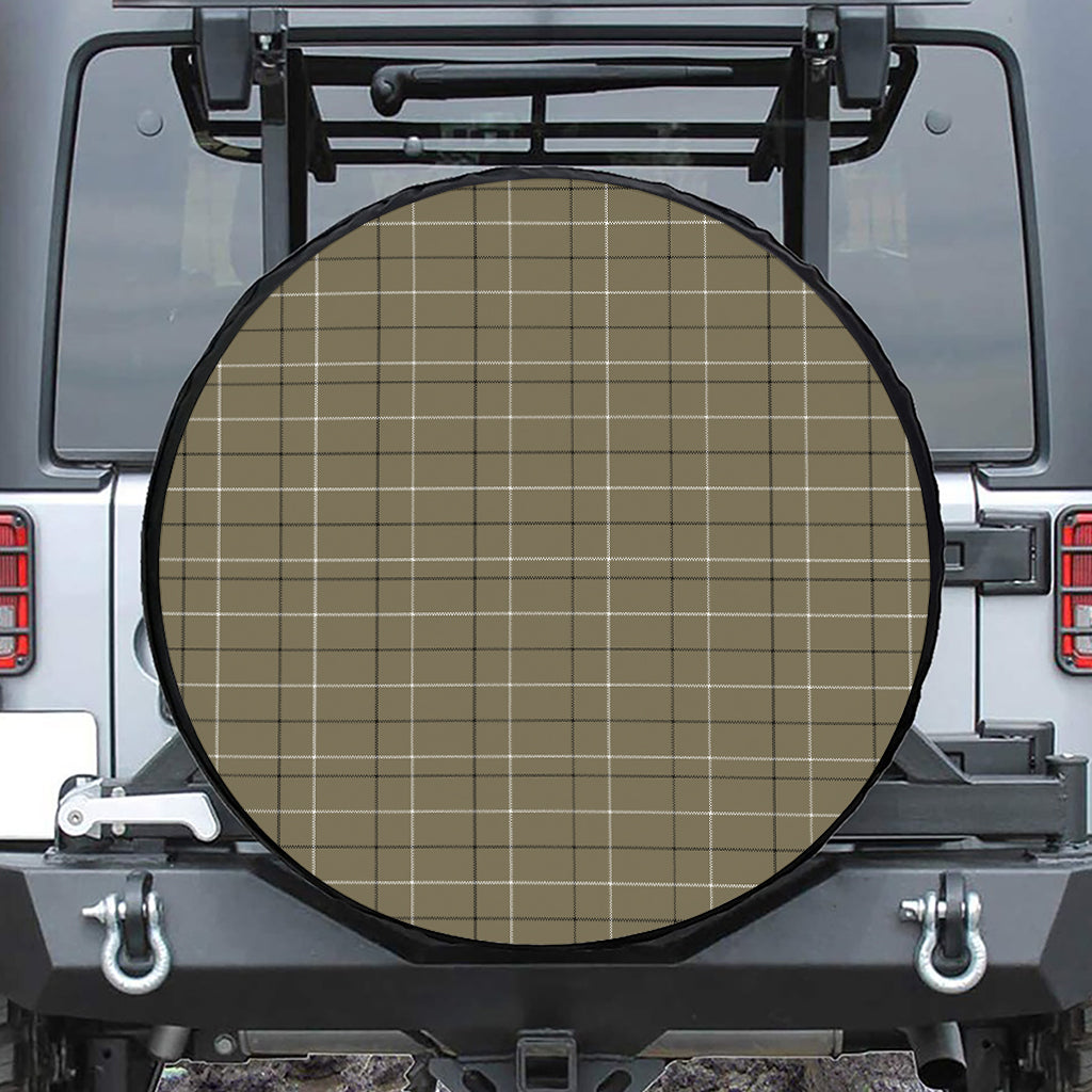 Sage Green Tattersall Pattern Print Leather Spare Tire Cover