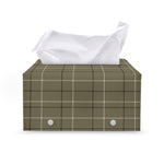 Sage Green Tattersall Pattern Print Leather Tissue Box Cover