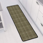 Sage Green Tattersall Pattern Print Long Kitchen Mat