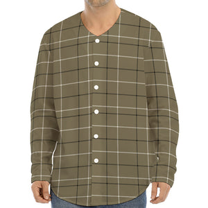 Sage Green Tattersall Pattern Print Long Sleeve Baseball Jersey