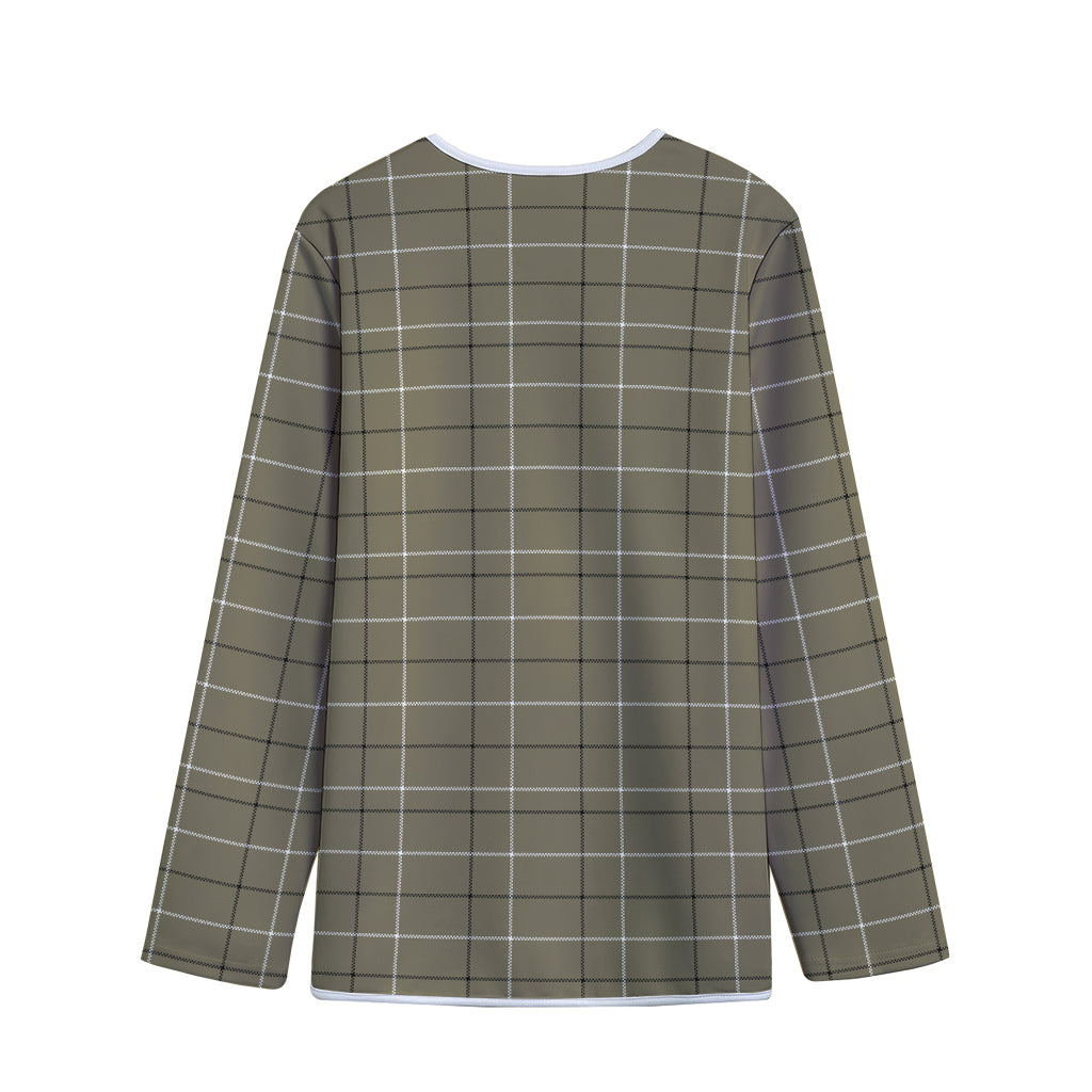 Sage Green Tattersall Pattern Print Long Sleeve Short Coat