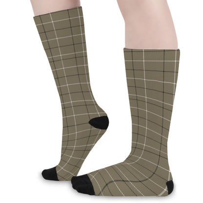 Sage Green Tattersall Pattern Print Long Socks