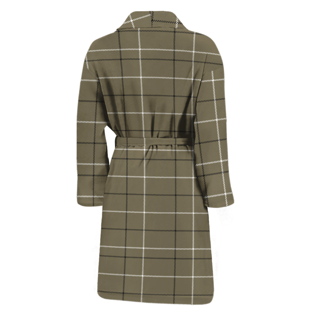 Sage Green Tattersall Pattern Print Men's Bathrobe