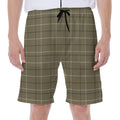 Sage Green Tattersall Pattern Print Men's Beach Shorts