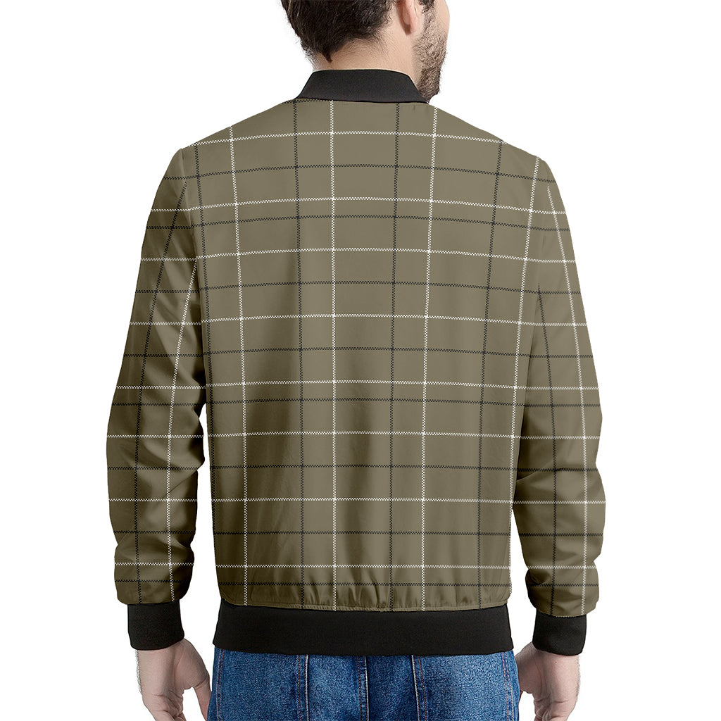 Sage Green Tattersall Pattern Print Men's Bomber Jacket