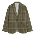 Sage Green Tattersall Pattern Print Men's Cotton Blazer