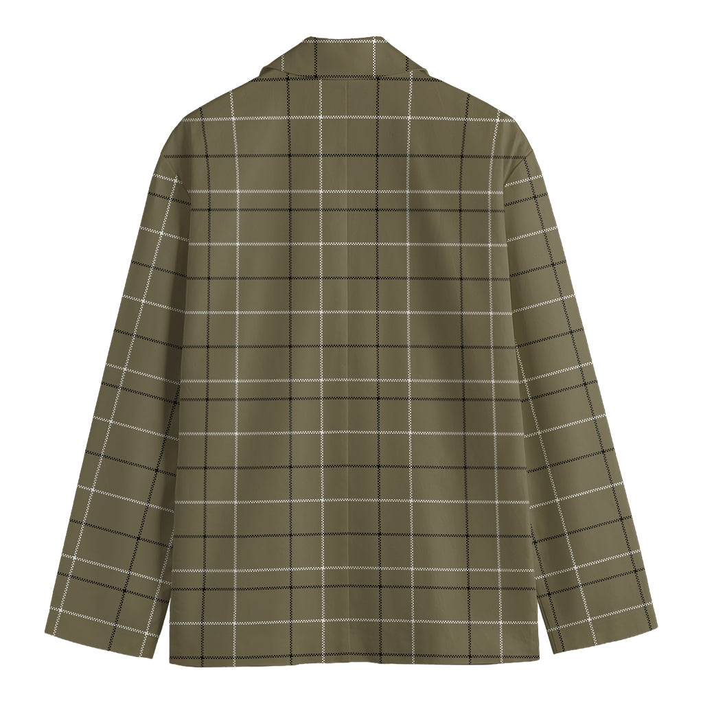 Sage Green Tattersall Pattern Print Men's Cotton Blazer