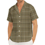 Sage Green Tattersall Pattern Print Men's Deep V-Neck Shirt