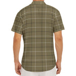 Sage Green Tattersall Pattern Print Men's Deep V-Neck Shirt